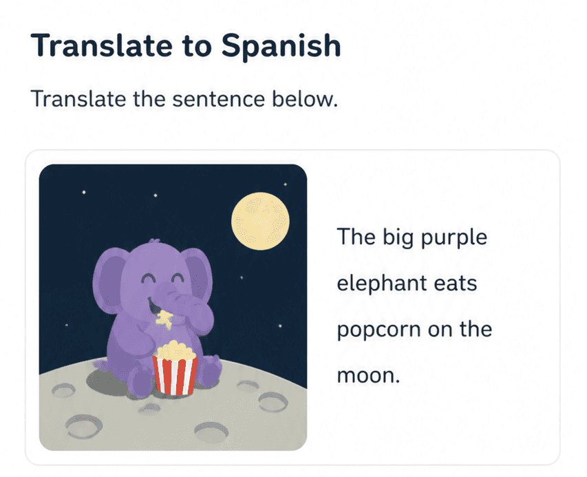 Example of disconnected language learning sentences