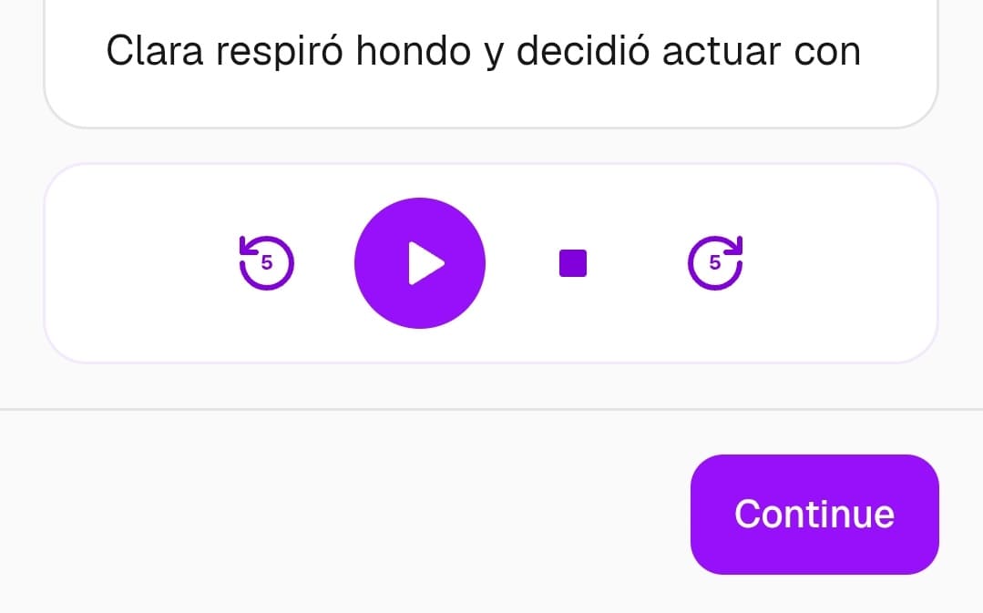 New audio control bar with skip and play icons